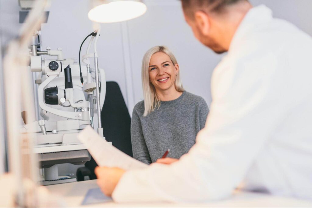 woman preparing for oct scan