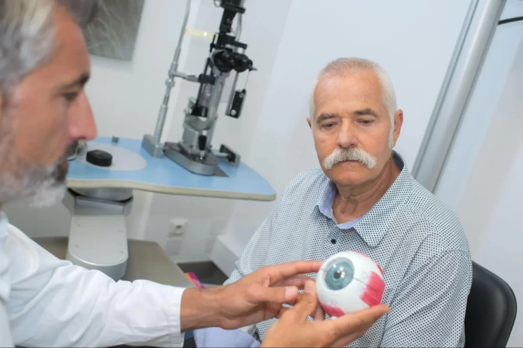 patient discussing glaucoma treatment