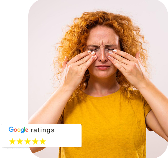 woman needing red eye treatment​